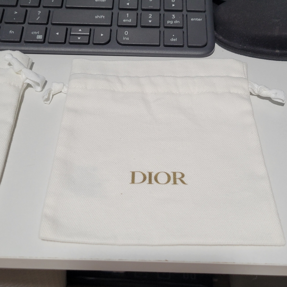 New Authentic Dior White Drawstring Pouch Bag - image 1